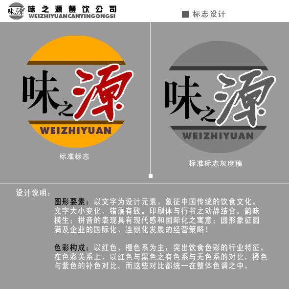 "味之源"logo,门头和名片设计